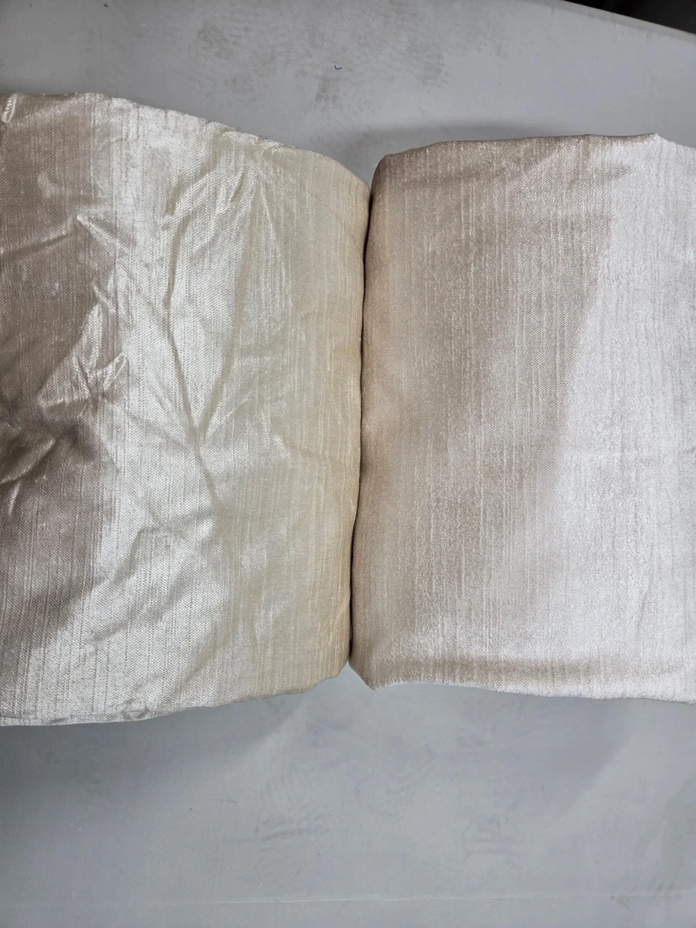 QUINCE Set Of 2 48x108 Luster Velvet True Blackout Curtains Champagne 8929